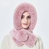 Pălărie de toamnă și iarnă pentru femei, eșarfă caldă, eșarfă plușată, pălărie pulover integrată, protecție pentru urechi, rezistentă la vânt, pălărie Lei Feng pentru călărie