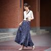 Demana Ice Crushed Star River Printed Pleated A-Line Midi Skirt