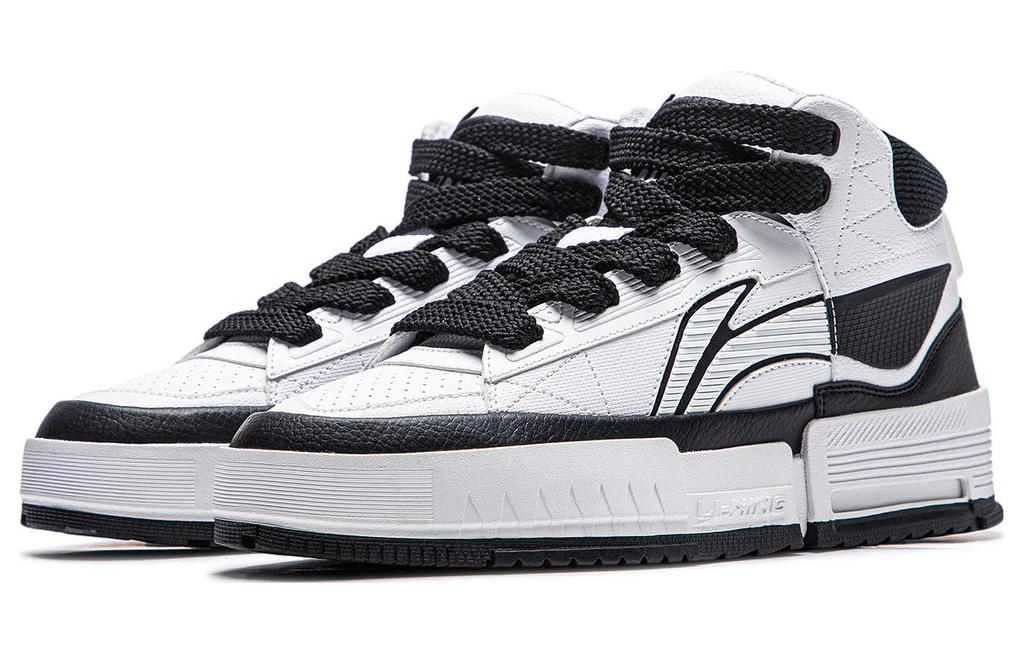 Men's Sneakers Li-Ning Li Ning Mileage Slip Resistant Abrasion Resistant Mid Top Skateboard Shoes Men's White