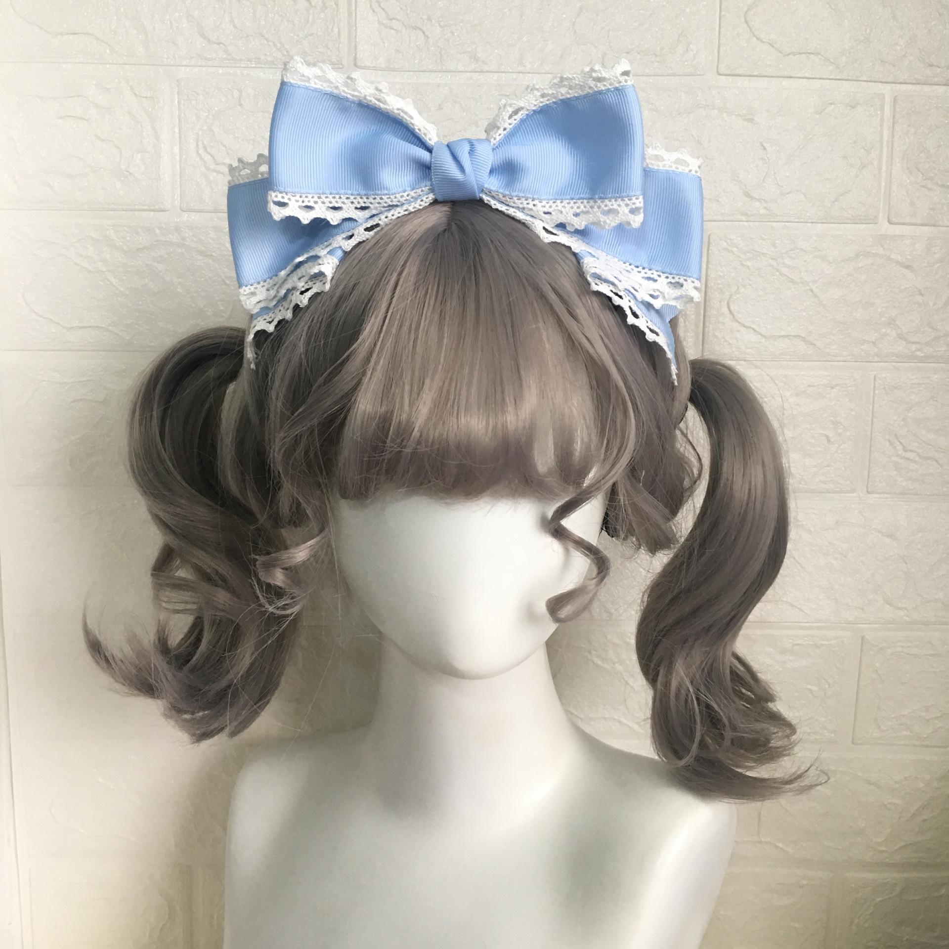 

New Large Size Bow Headpiece Lolita Headband Doll Bow Hairpin Maid Handmade Cosplay Japanese Anime Japanese Hairpins Accessorie синій