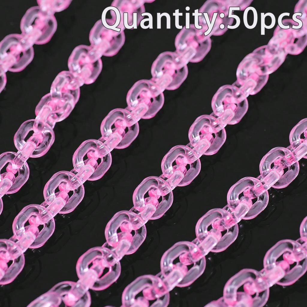 50pcs Transparent U-Shaped Chain, Acrylic Beads, DIY Jewelry Making Materials For Bracelets, Car Ornaments, Phone Straps