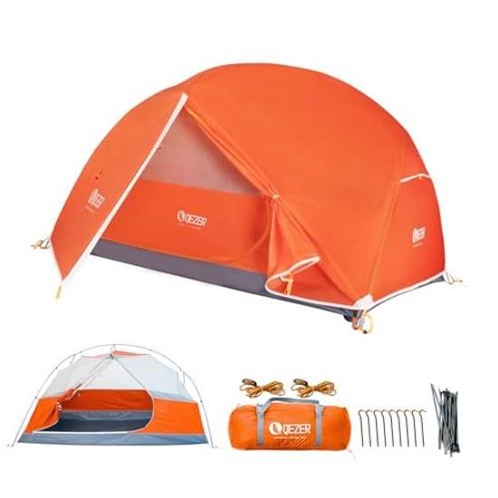 Tent 1 Person 2 Solo Dome Type Double Layer Lightweight Compact Mountaineering Camping Waterproof Pressure PU5000mm 7001 Aluminum Pole SBS Zipper Easy