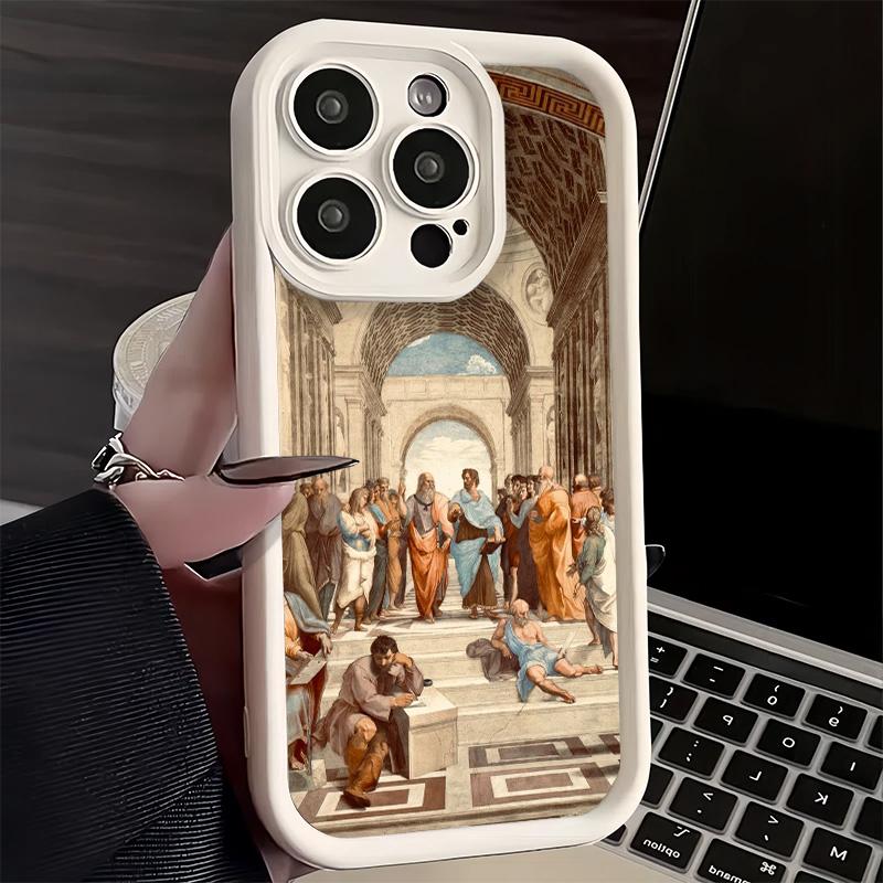 Handyhülle für iPhone 17 Air 16E 15 16 Pro Max Renaissance Ästhetik Kunstmalerei Hülle 14 Plus 13 12 Mini Weiche Schale Silikon