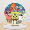 Cartoon SpongeBob Children Birthday Party Round Backdrop Cover Kid Room Decoration Baby Shower Photography Background Props