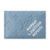 Slim Logo Print Color Block Design Monogram Heritage Coated Canvas Card Holder Unisex Card Holder Blue M14817