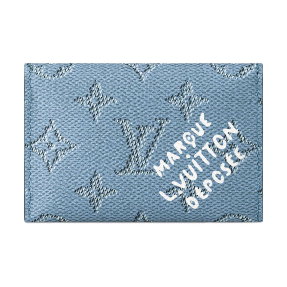 

Louis Vuitton Slim Logo Print Color Block Design Monogram Heritage Coated Canvas Card Holder Unisex Card Holder Blue M14817 Basic Set (Bag+Dust Bag)