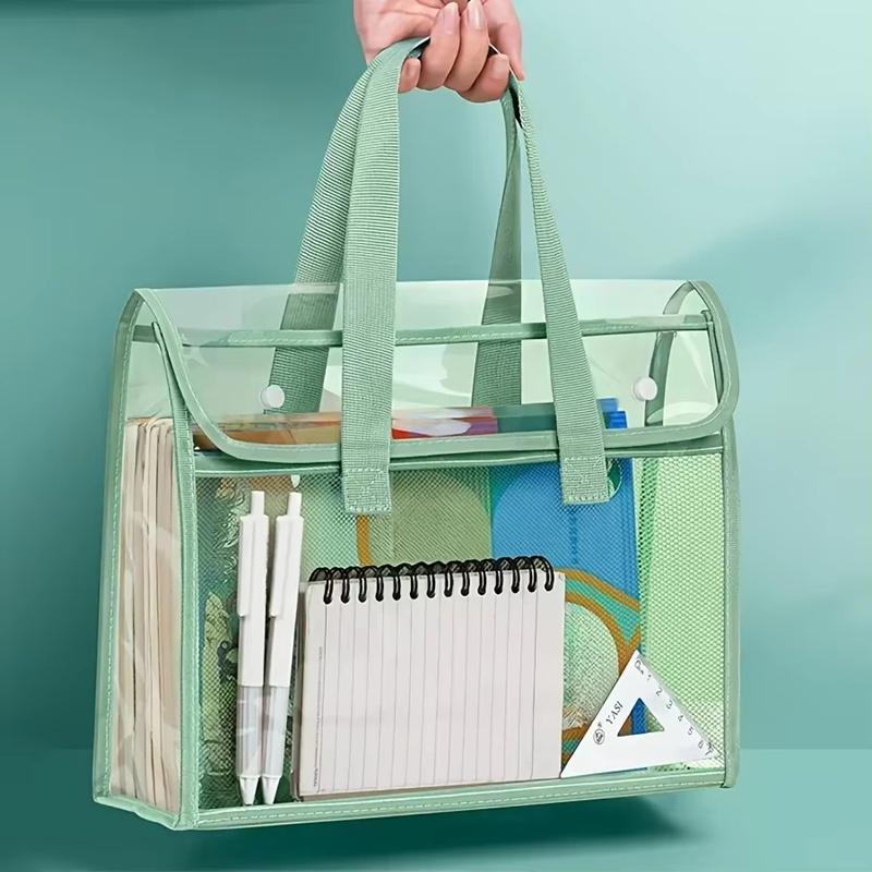 Large Capacity Portable Transparent Handheld Folder Expandable File Storage Bag PVC Self-adhesive File Bag Document Organizer