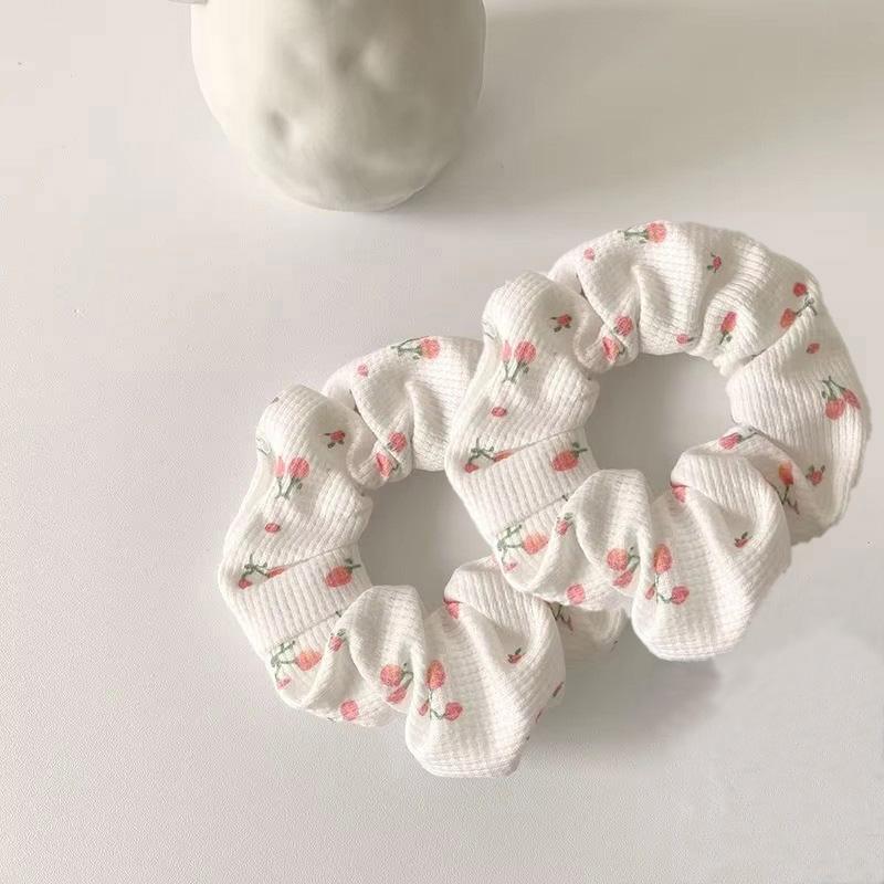 2PCS Cute and Sweet Printed Fabric Elastic Hair Rope Hair Hoop Hair Bundle Hair Accessories