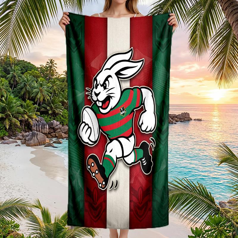 South Sydney Rabbitohs Fashion Beach Towel Portable Soft Quick Dry Towel For Swimming Camping Holiday Use