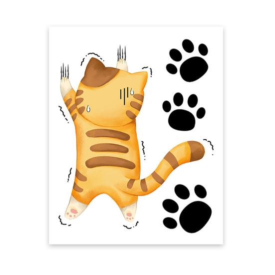 Kreslená nálepka na kočičí toaletu Odnímatelná samolepicí vodotěsná PVC Obývací pokoj Koupelna Nástěnné umění Kotě Paw Dekorace na víko toalety