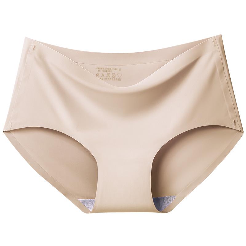 

Best-Selling Seamless Ice Silk Mid-Waist Panties - Plus Size Women s Solid Color Triangle 810 XL