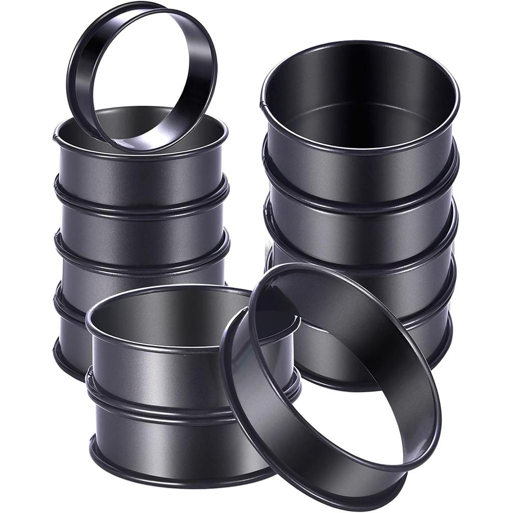 Набір з 12 антипригарних форм для тартів з нержавіючої сталі, форми для крампетів, форми для англійських мафінів, багатоцільові форми для випічки