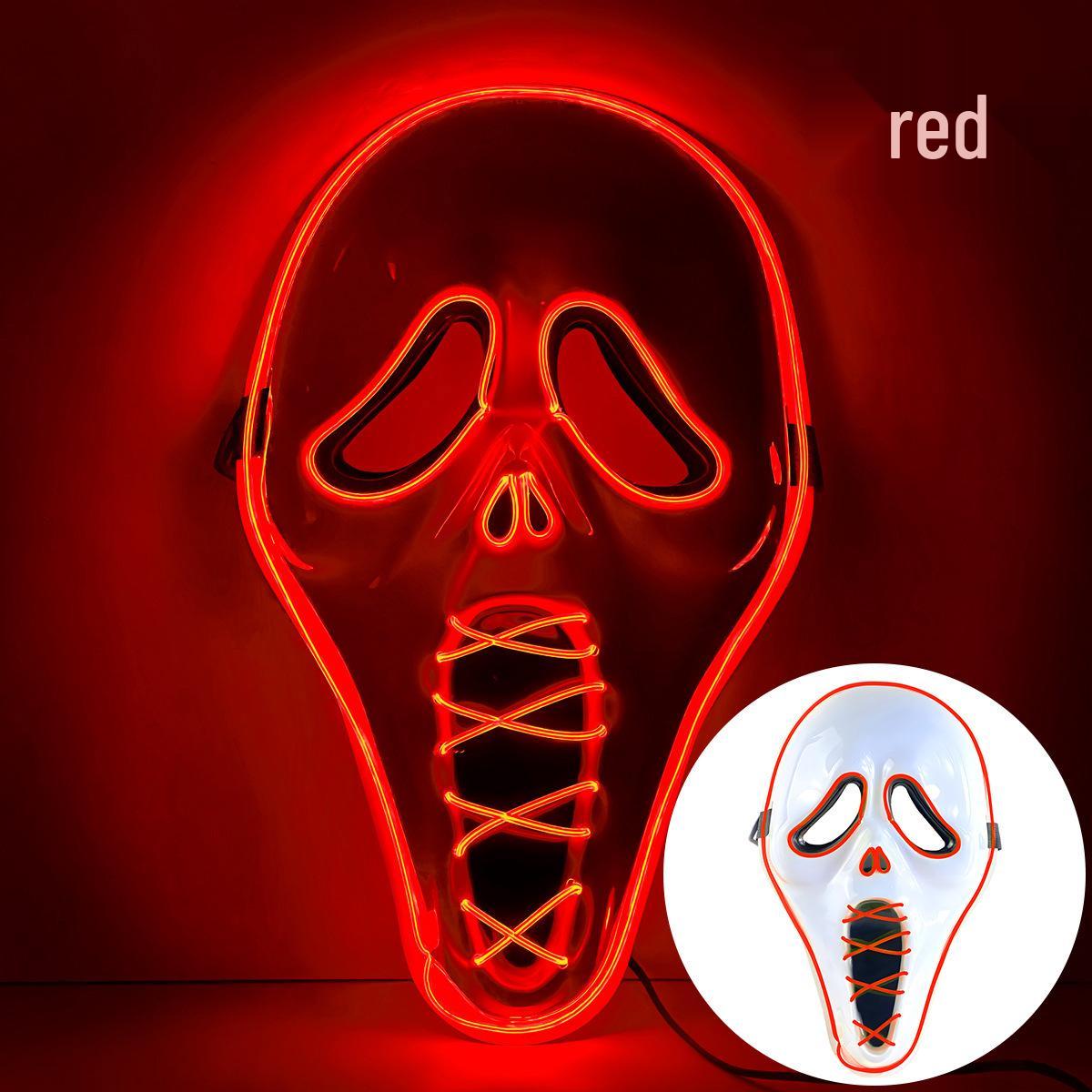 LED Glowing Grim Reaper Halloween Mask - Scary Scream Costume for Nightclubs