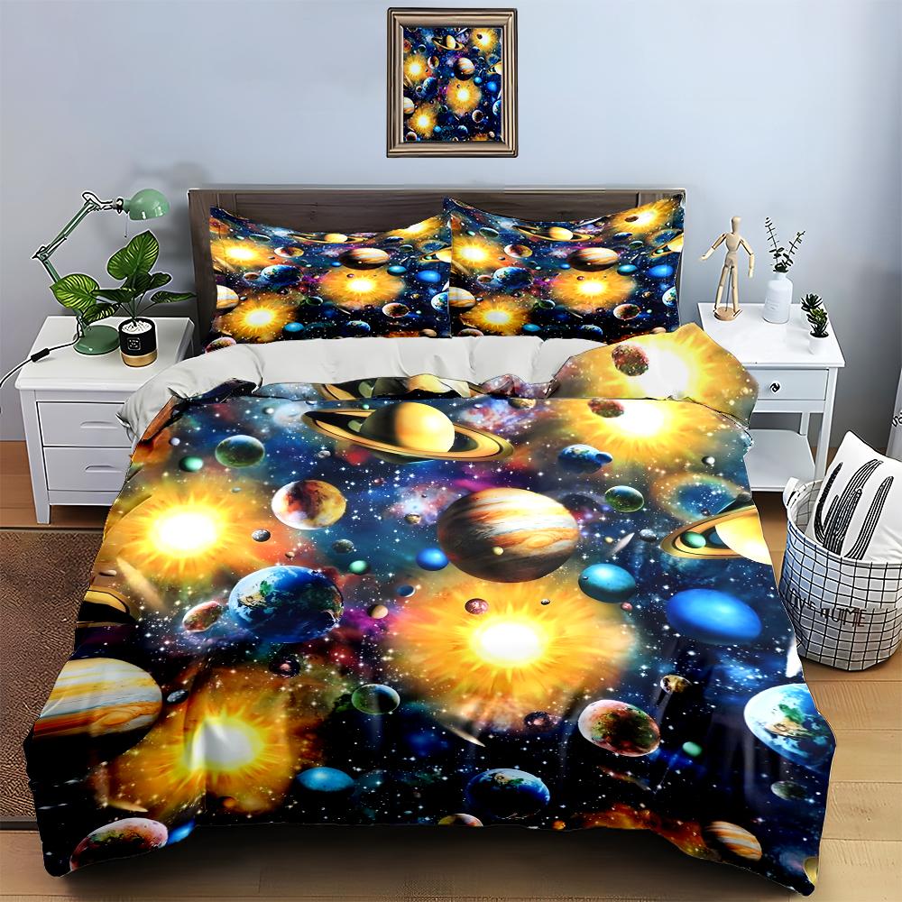 Planets and Stars. Bedding Duvet Cover Sets Duvet Covers Pillowcases Gifts (1 * Duvet Cover 2 * Pillowcases, Without Duvet Insert)