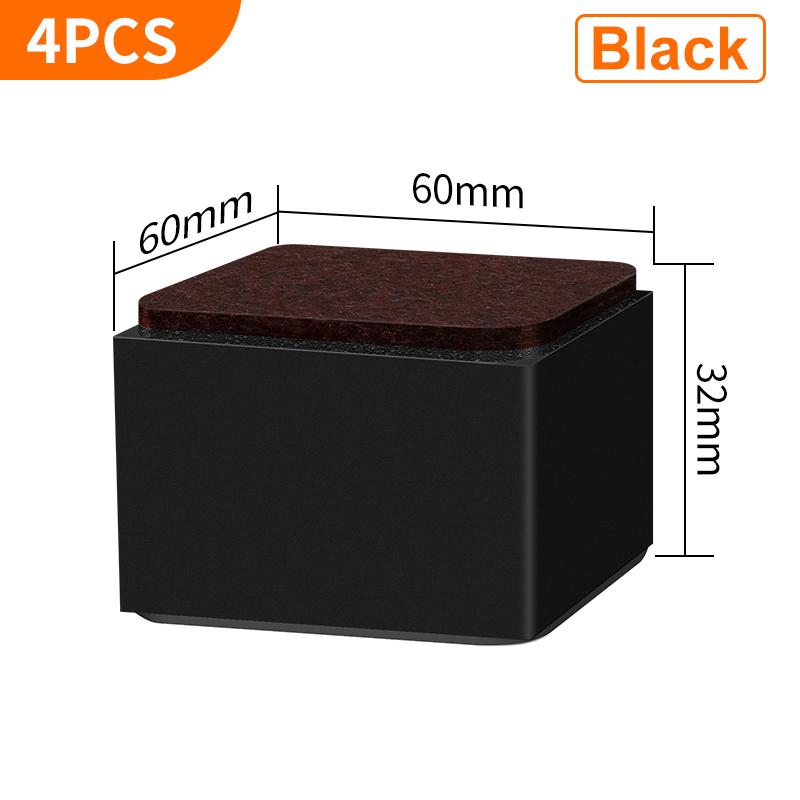 4PCS Carbon Steel Furniture Riser Beg Leg Raiser Adds Height To Heavy Furniture Round Square Sofa Chair Table Feet Riser Black