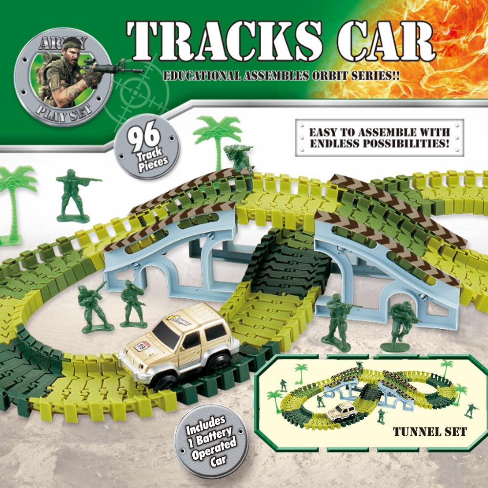 Military Railway Toy Car Track Race Car Track toy set Curved flexible track flash car kids GIFs Educational toys Gifts For Kids