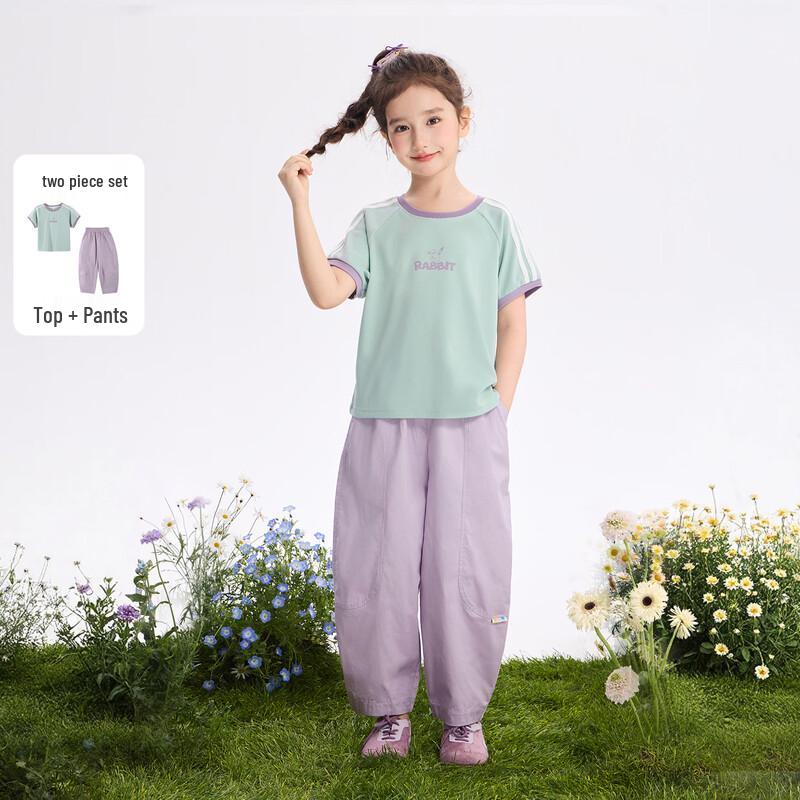 Girls  Letter Print Casual Summer Two-Piece Set 130
