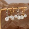 Elegant Temperament Double Round Imitation Pearl Hoop Earrings for Women Thin Circle Huggies Ear Ring Fashion Jewelry 2025 Aros