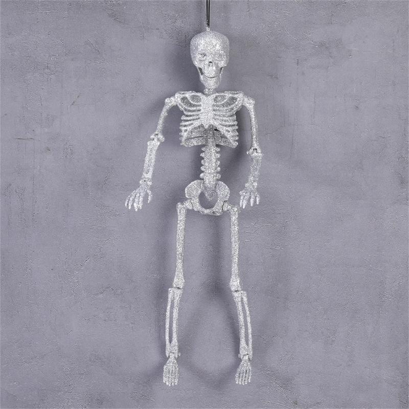 Shimmering Skeleton Hanging Ornament Halloween Skeleton Decorations With Adjustable Joints For Porch Door Window Display