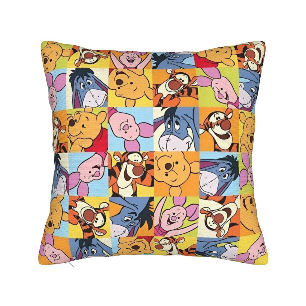 Federa per Cuscino Quadrata Cartone Animato Winnie the Pooh Poliestere Decorativa Maialino Tigro Ih-Oh, Federa 45*45cm
