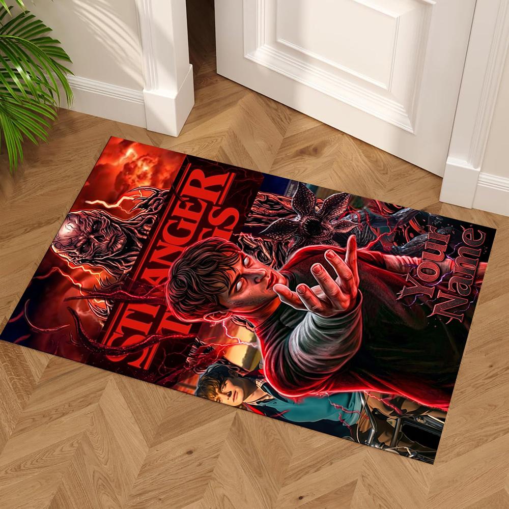 Stranger Things Customize Your Name Area Rug Perfect for Playrooms Decorate room Hallway Balcony Anti-slip Rug Anime Office Decor