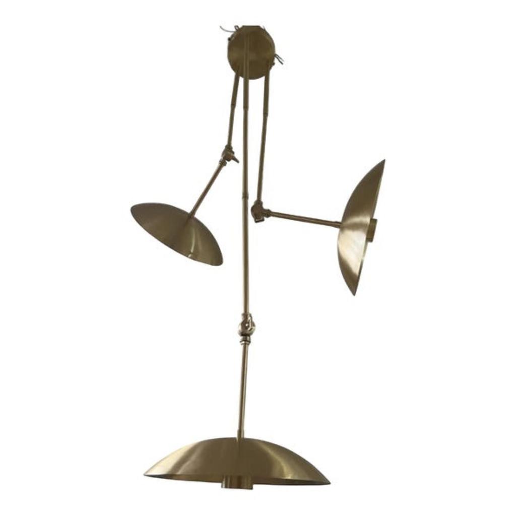 3-Light Mid-Century Modern Brass Sputnik Chandelier - Adjustable Arm Fixture