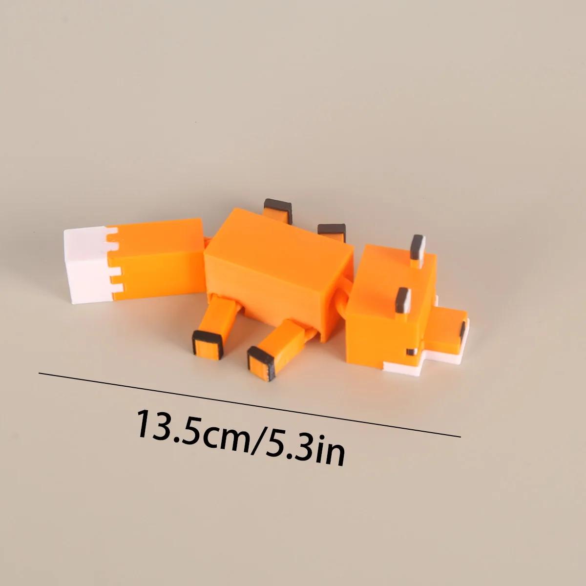 

Pixel Fox Chicken Movable Joint Fidget Toy Animal Figurine Desktop Car Home Decor Statue Gift