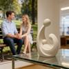 Lines Figure Family of 3 Figurine 3D Printed Parents And Kids Statue Themed Christmas Decor Modern Sculpture for Living Room Bedroom Shelf TV Stand