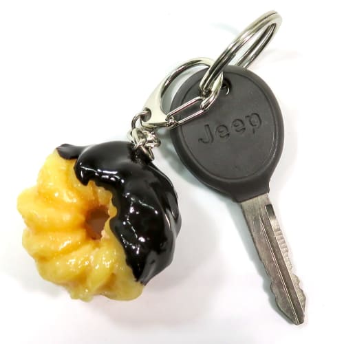 Food Sample Keychain: French Cruller (Chocolate) - Looks Like You Want to Eat It 215OK