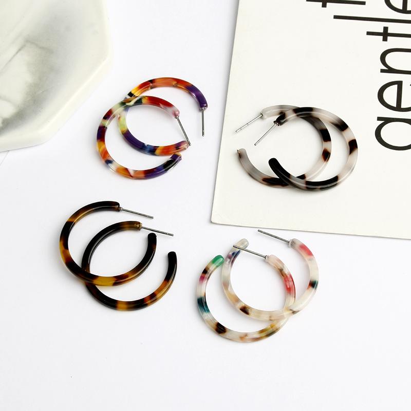 Orecchini a cerchio rotondi vintage leopardati in foglio di acido acetico per donna grandi minimalisti a cerchio in acrilico nuova bigiotteria boho