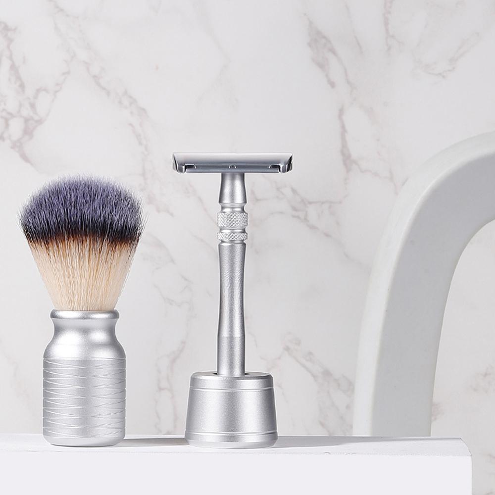 Double Edge Safety Razor Portable Metal Shaving Razors for Men & Women Hair Remove with 5 Platinum Coating Blades