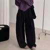 Women's High Waist Wide Leg Pants Loose Sweatpants Streetwear Vintage Curved Pants Fleece Lined Drawstring Composite Craft Fall Warm Casual Trousers