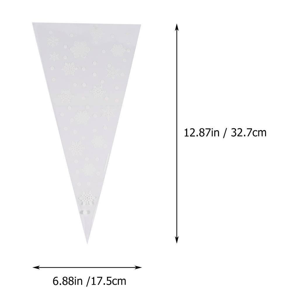 100Pcs Triangle Treat Bag Snowflake Design Christmas Candy Pouches for Kids Gifts Cookies Storage Opp Bags Christmas Candy Bag