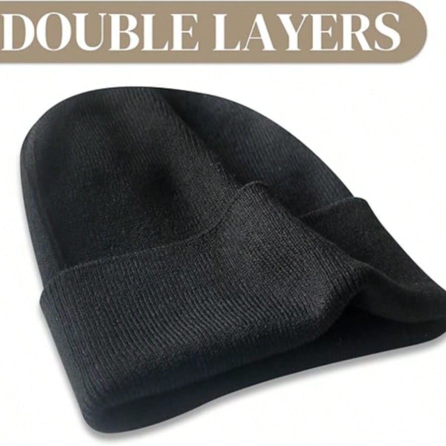 1pc Men's Simple Solid Color Fashionable Winter Unisex Thickened Warm Winter Hat Halloween Beanie Fall Outfit