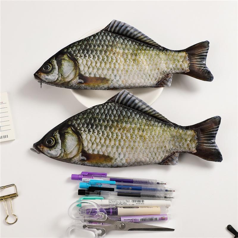 Creative Douyin-style Crucian Carp Pencil Case, Personalized Sea Fish Korean Salted Fish Version, Funny and Fresh Design.
