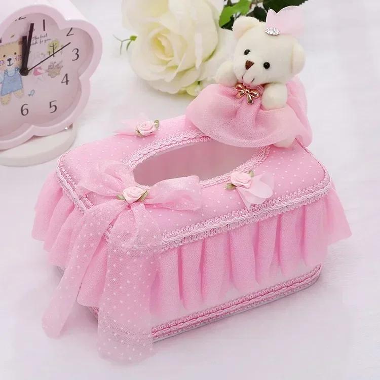 Rectangle Cloth Plastic Tissue Box Home Living Room Dining Table Decorate Lace European Style Originality Tissue Storage Boxes