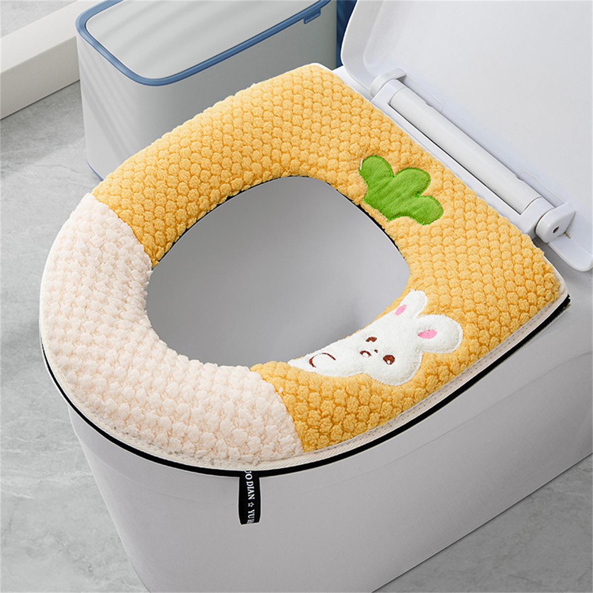 

Home new cartoon toilet cover plus velvet toilet seat cover thickened zipper cartoon toilet mat to protect pregnant women confin