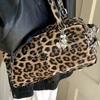South Korea's Simple Niche High-end Leopard Print Handbag Fashionable Shoulder Bag Boston Pillow Trendy