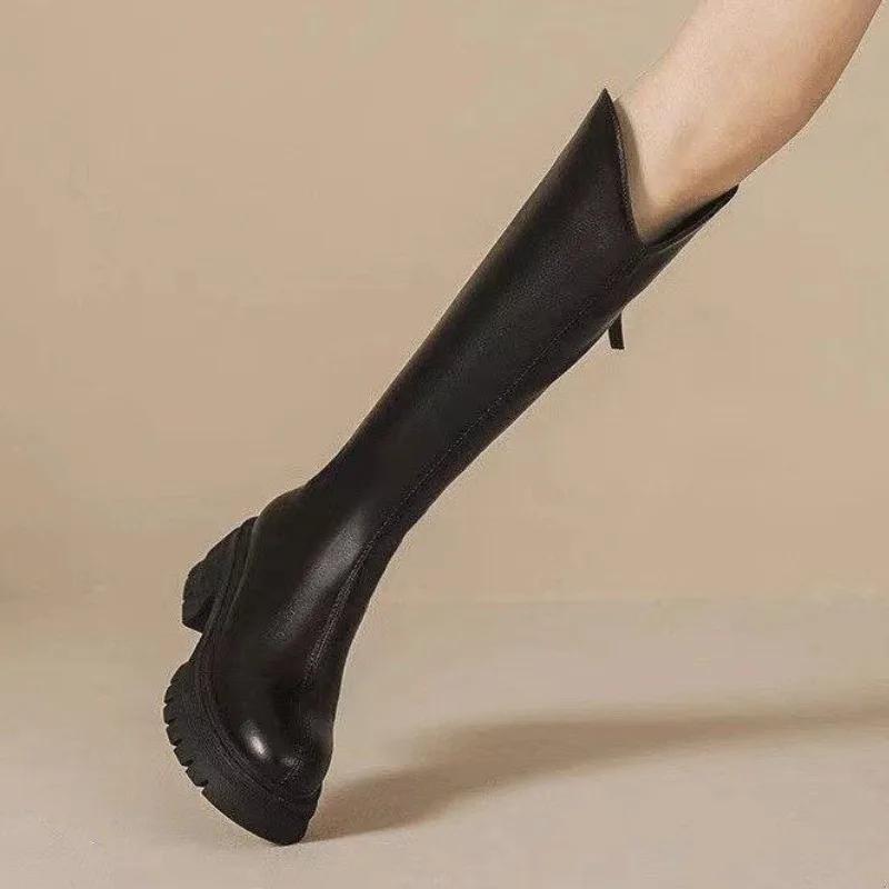 Women's Shoes 2024 High Quality Zipper Women's Boots Winter Round Toe Plush Fleece for Warmth Solid High Tube Fashion Boots