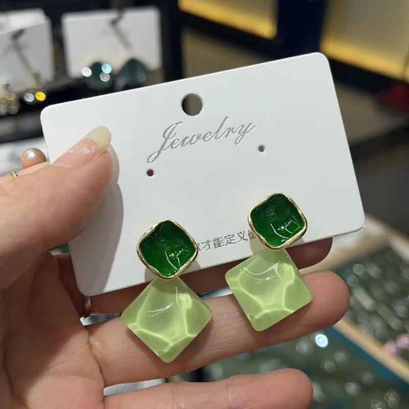 

Розово-зеленые акриловые женские серьги-подвески конфетного цвета, летние, модные, полупрозрачные, квадратные, подвесные серьги зелёный