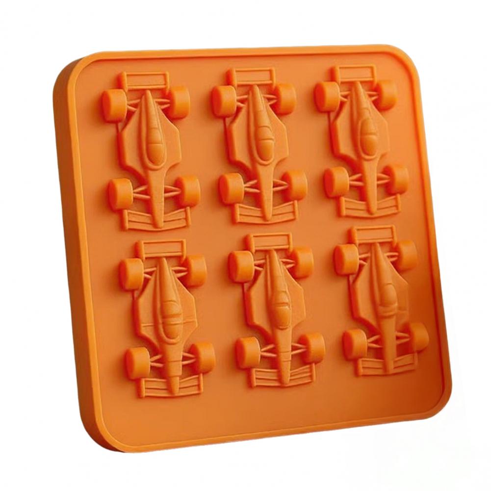 

6 Grids Racing Car Ice Mold Silicone Ice Tray For Whiskey Cocktails Juice BPA-Free Freezer Safe Kitchen Family Gathering Party оранжевый