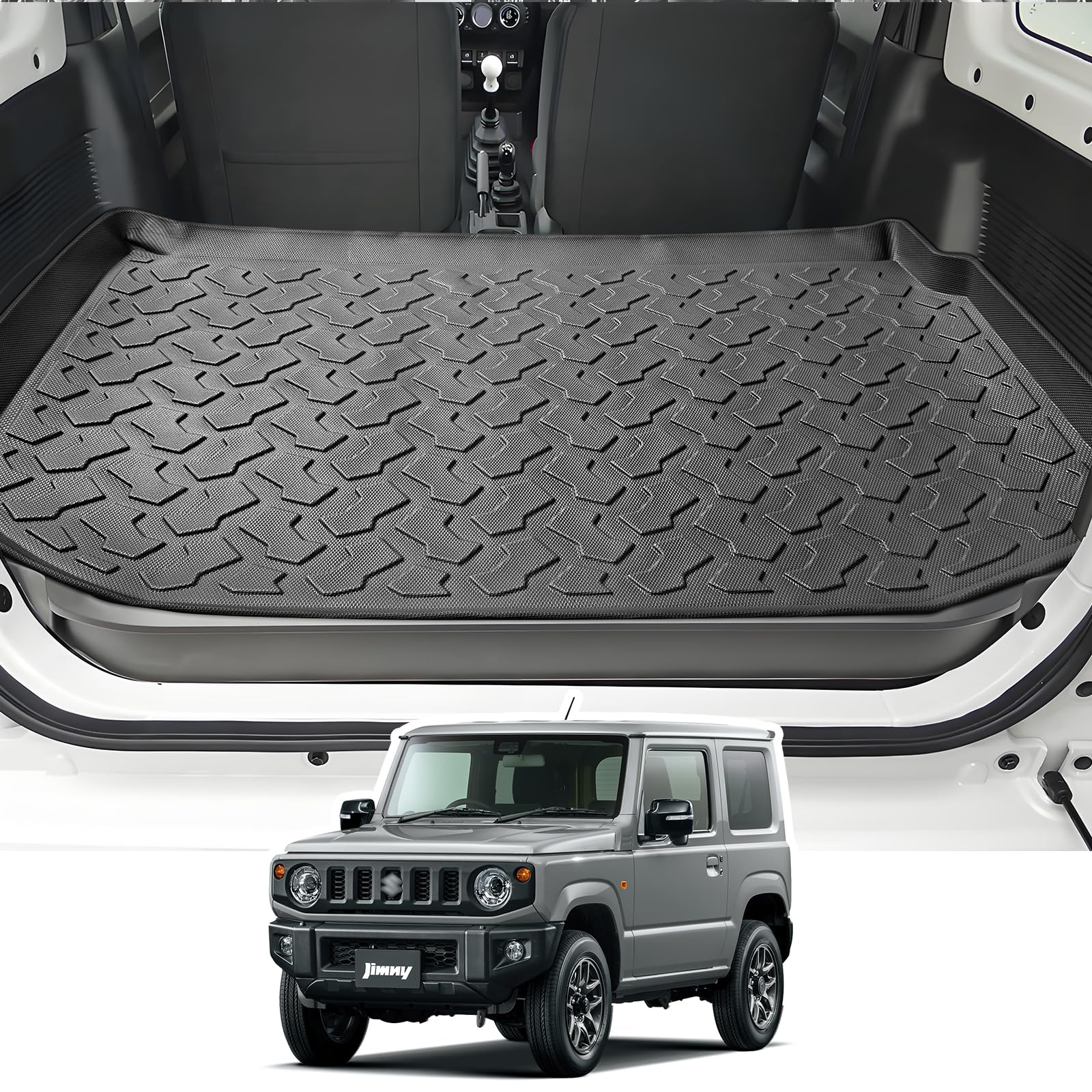 LANGBEAN Коврик в багажник для Suzuki Jimny JB64S JB74W Эксклюзивный для Jimny 3D Водонепроницаемый TPE Устойчивый к царапинам и пятнам Эксклюзивный для Jimny JB64 Деталь интерьера на заказ - Коврик, чёрный