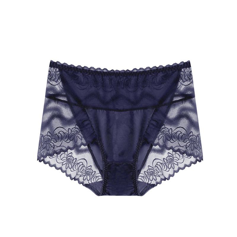 Splicing Unterwäsche Damen Spitzen-Slips Hochtailliert Gerafft Baumwolle Hüftumschließend Unterhose Atmungsaktiv Elegant Damen-Slips