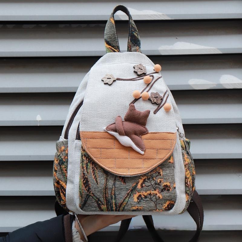 

Fashion 3D Pumpkin Pattern Women Backpack National Embroidery Female Shoulder Bag Girls Leisure Lovely Travel Backpack SAC 30cm x 20cm x 12cm