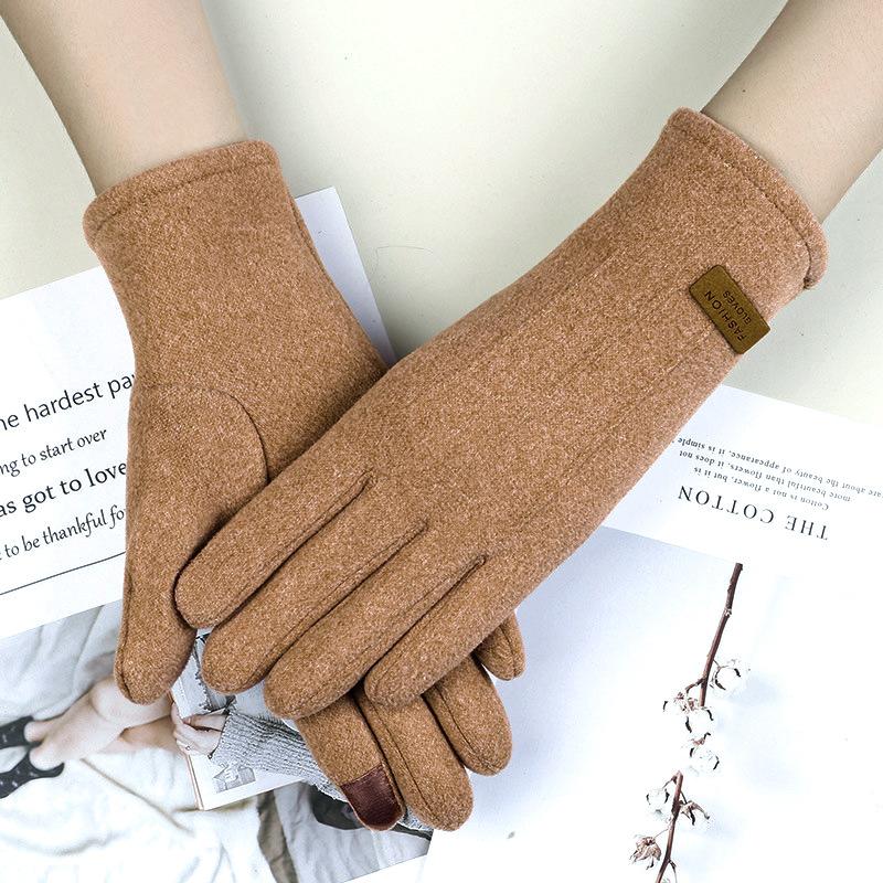 Warm Gloves for Women Rabbit Fleece Cute Bow Thickened Plush Windproof Riding Touch Screen Autumn and Winter Gloves