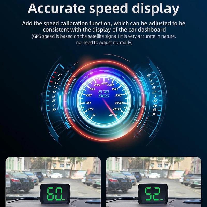 Universal Car Head-up Display GPS Mph Km/h HUD Digital Speedometer Head Up Display Big Font Speed Real Time Meter KMH All Car