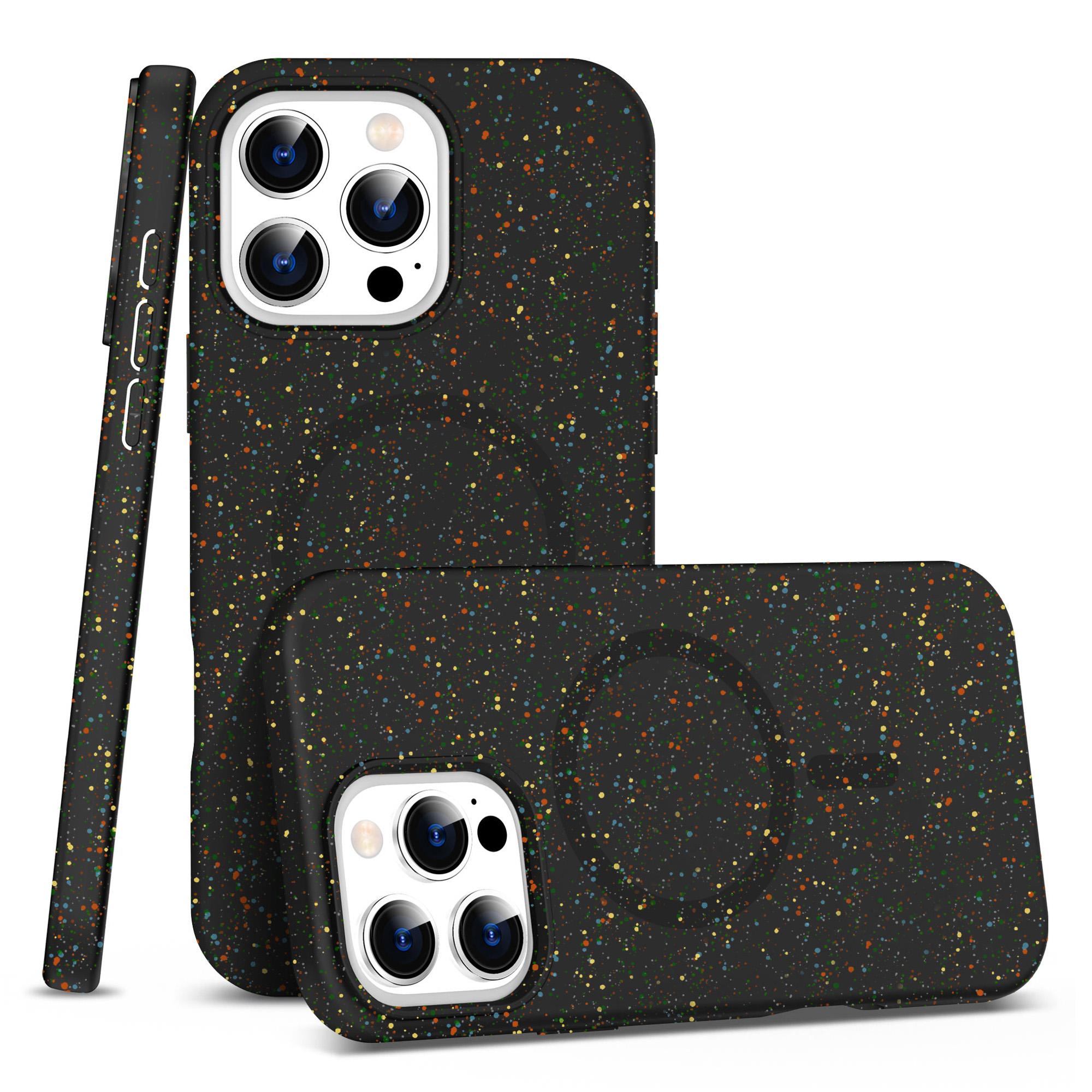

For iPhone 16 Pro Case Colorful Dot Hard PC Matte Phone Cover Compatible with MagSafe Black