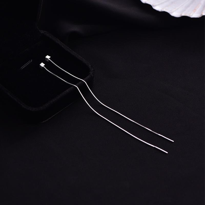 Banyan Tree S925 Silver Long Earrings for Women - Square Design, 2022 Fashion for Round Faces