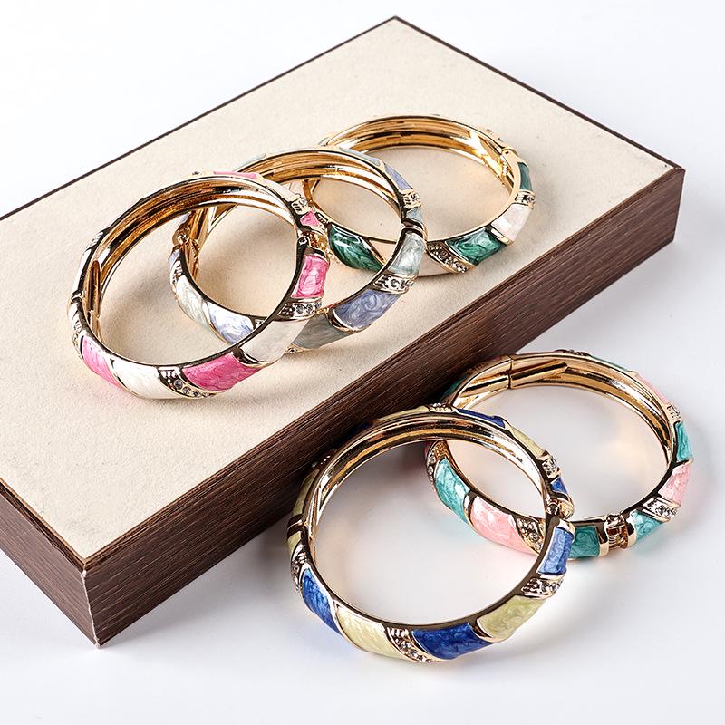 Retro Alloy Enamel Colorful Non-fading Drip Oil Bracelet - Light Luxury High-End Feel
