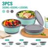 Farida Bio 3Pcs Silicone Folding Bowls With Lids - Portable Tableware For Outdoor Travel, Picnics, And Camping - Kitchen Retractable Folding Salad